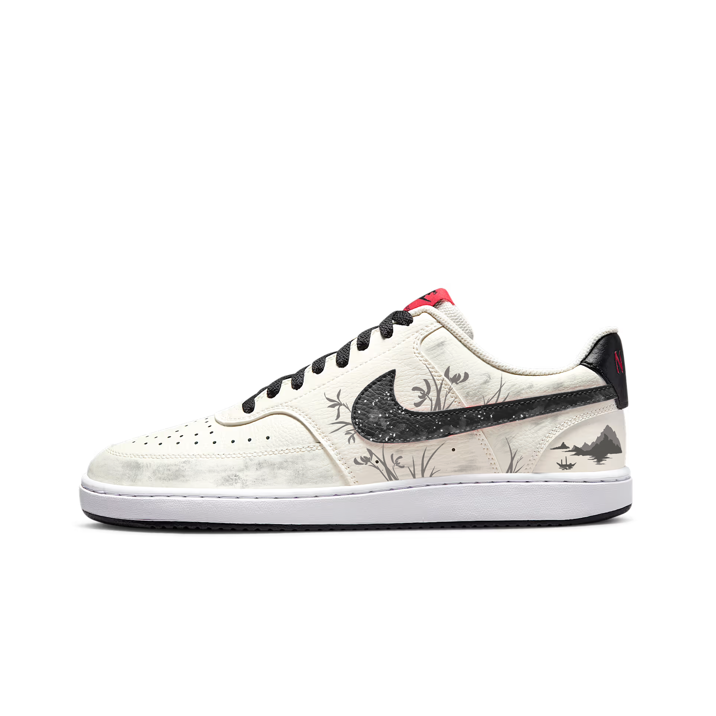 Nike Court Vision 1 Abrasion Resistant Low Top Skateboard Shoes Men's Black White