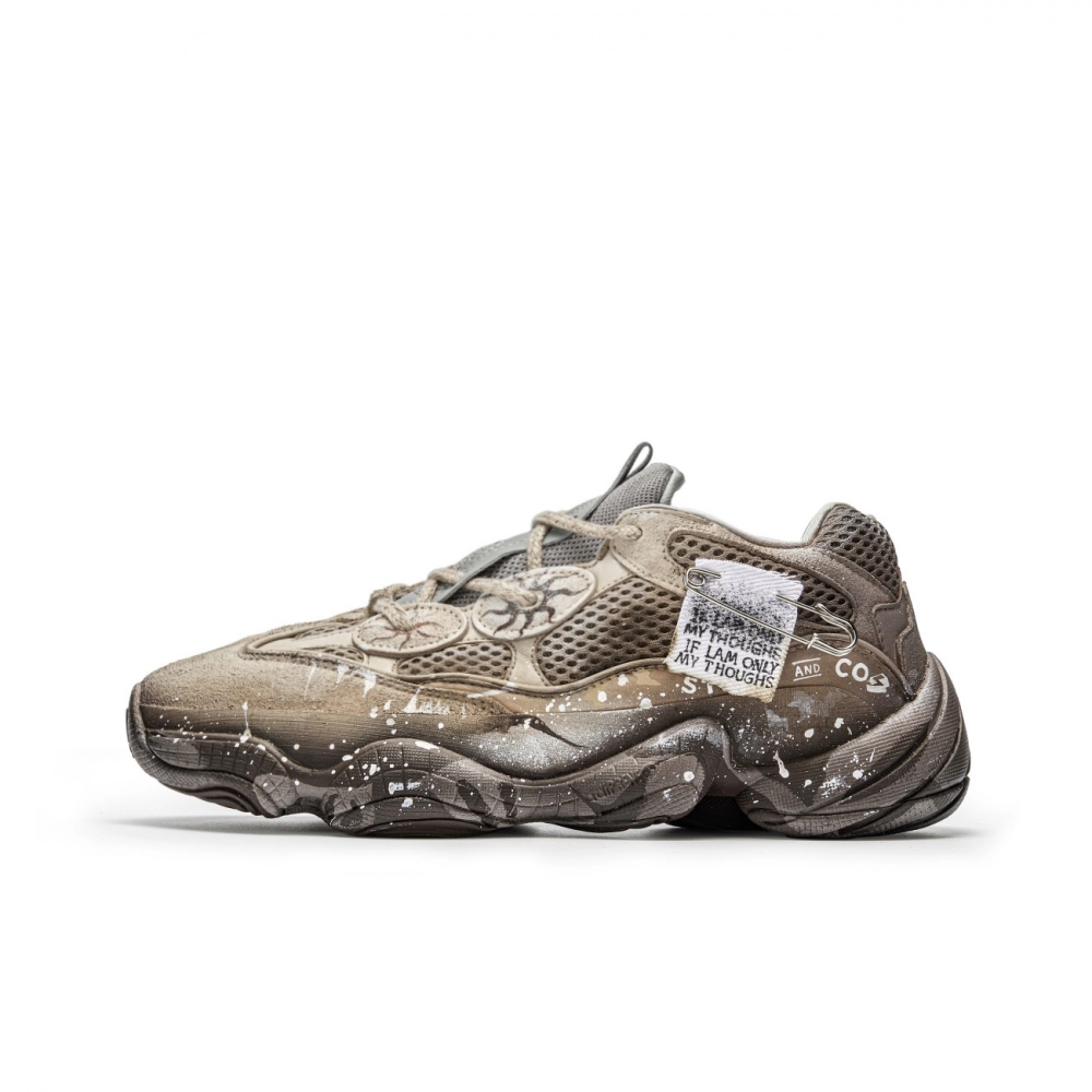 Adidas Yeezy 500 Freedom Panda Classic Talk Abrasion Resistant Slip Resistant Low Top Chunky Sneakers Unisex Gold Gray