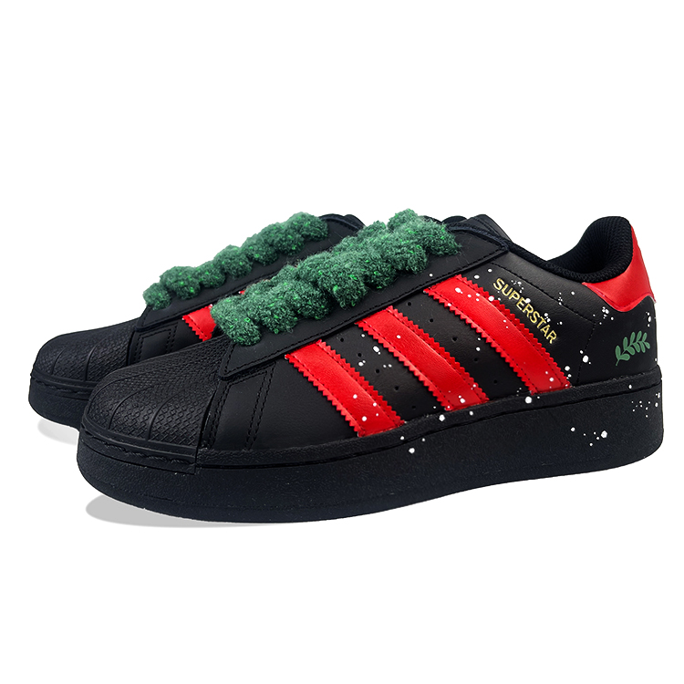 Adidas Originals SUPERSTAR XLG Anti-Slip Wear-Resistant Low-Top Skateboard Shoes Unisex Black Red Green