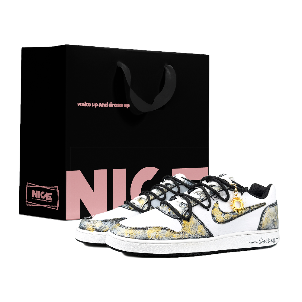 Nike EBERNON Abrasion Resistant Low Top Skateboard Shoes Men's Black Gold