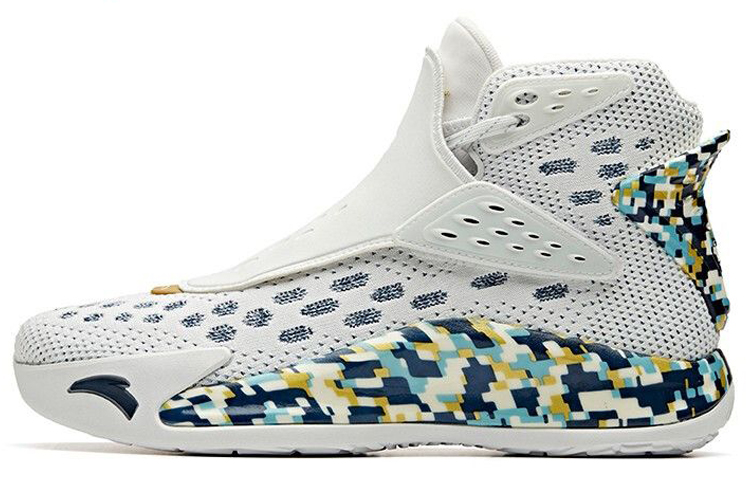 Anta KT5 KT 5 'Veteran' Cushioning Anti-Slip And Wear-Resistant High-Top Basketball Shoes White Blue Yellow