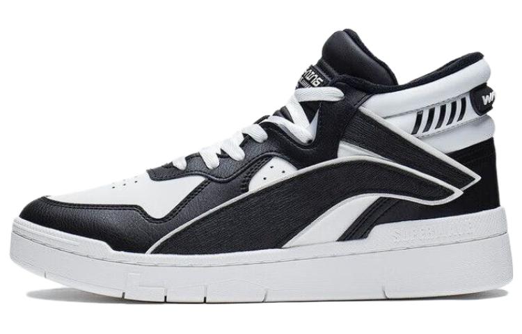 LiNing Slip-Resistant Cushioning Wear-Resistant Mid-Top Skateboard Shoes Women's Black White