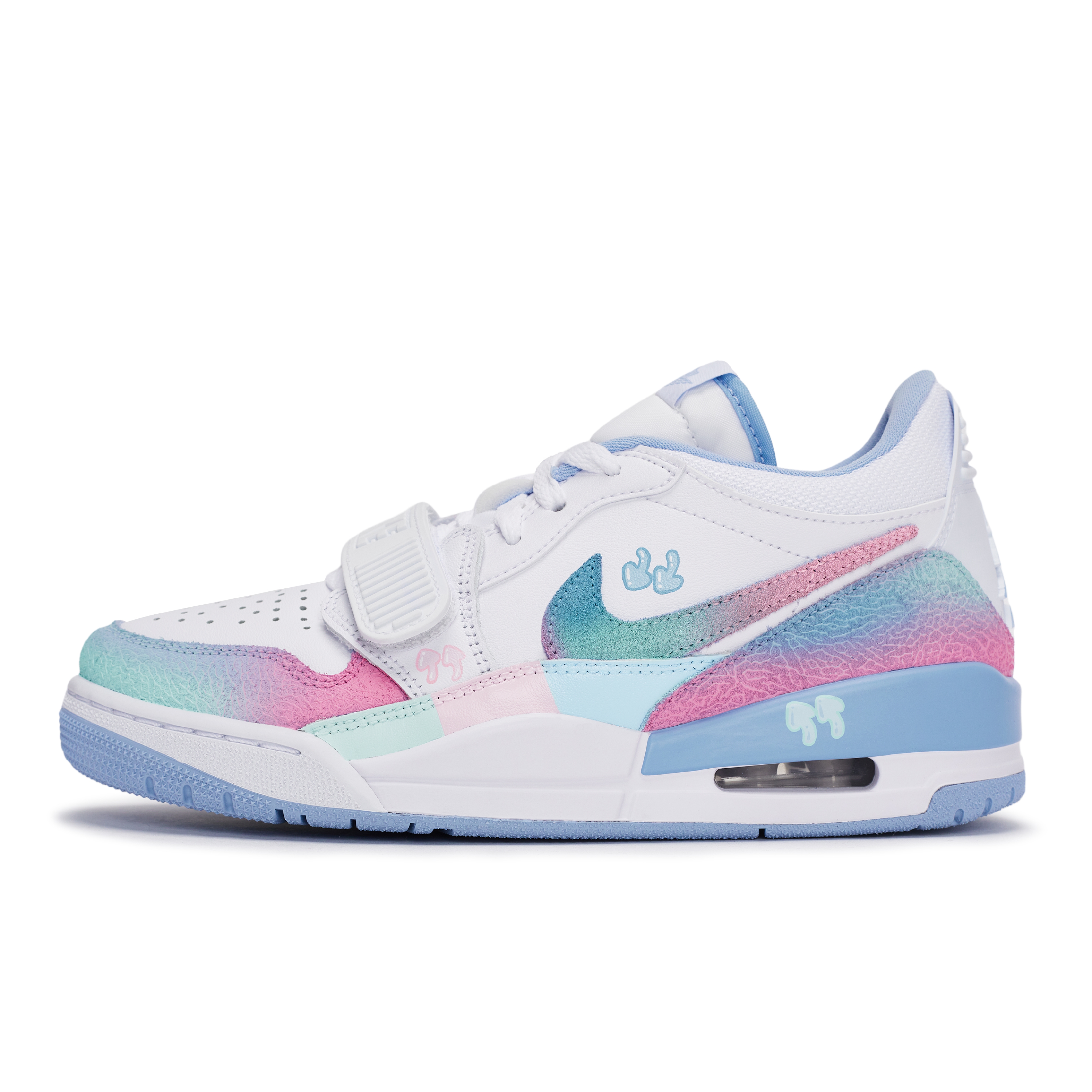 JORDAN Legacy 312 Vintage Basketball Shoes Women's Low top White/Blue/Pink/Green