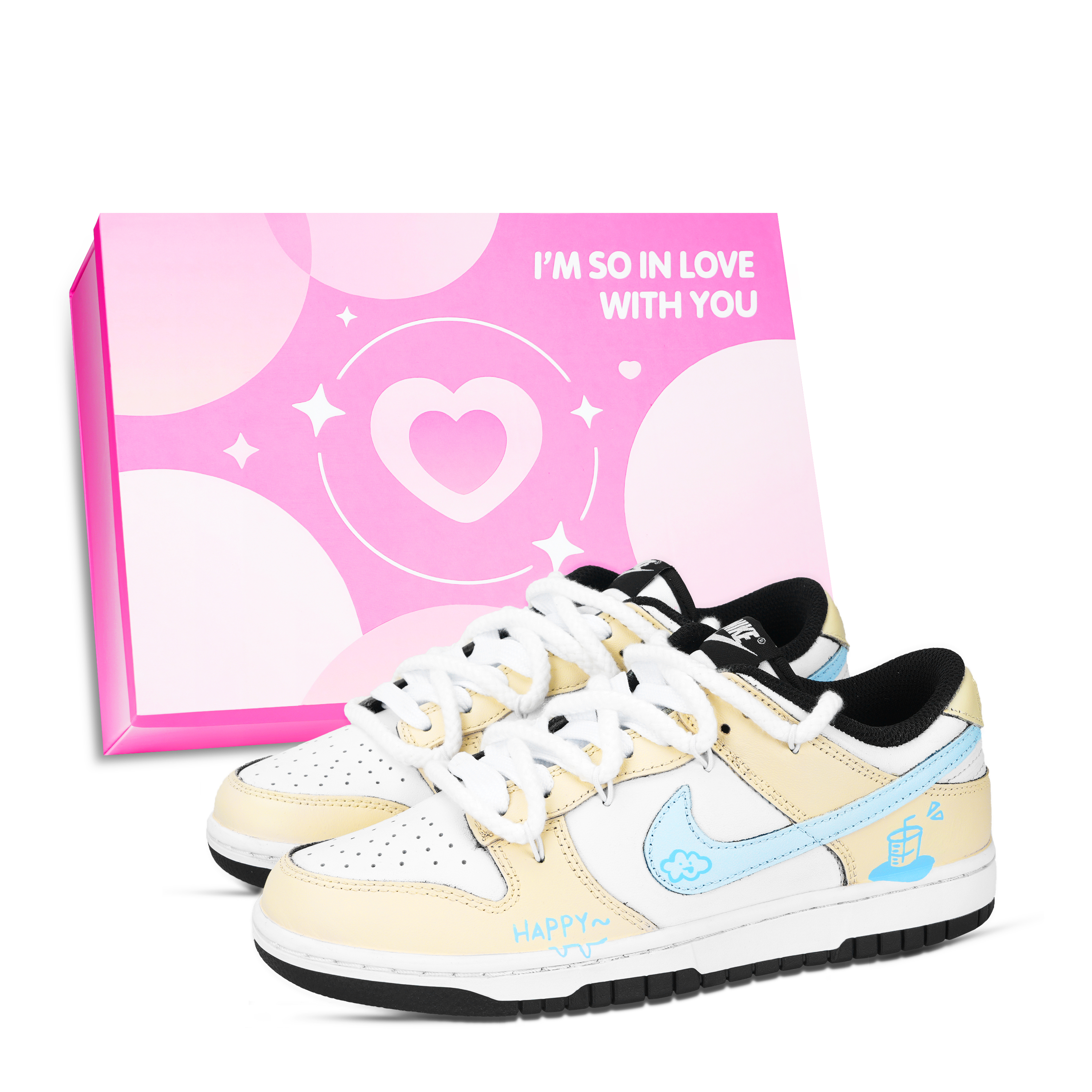 Nike Dunk Honey Breeze Ice Travel Skateboard Shoes Unisex Blue Yellow White
