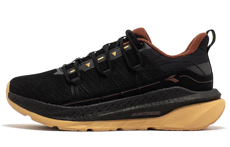 361° Fiery Red Fall And Winter Abrasion-Resistant Low-Top Running Shoes Men's Obsidian Black/Coffee Brown
