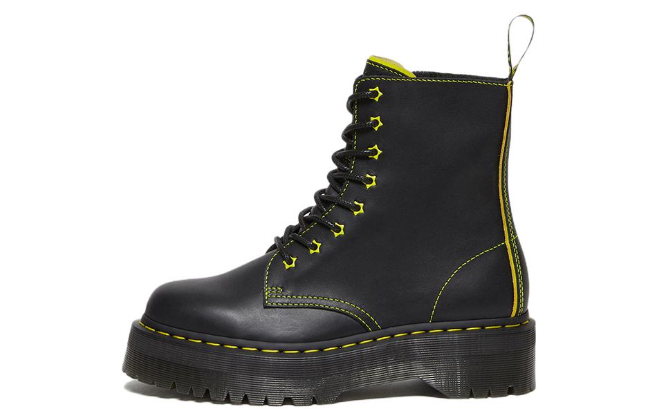 Dr. Martens Jadon Ii Boot Neon Star Leather Platforms 'Black Yellow'