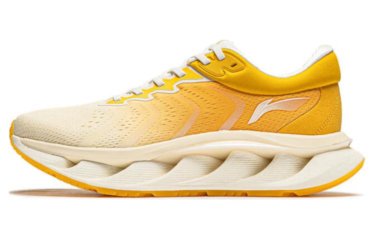 LiNing Slip-Resistant Low-Top Running Shoes Men's Yellow White