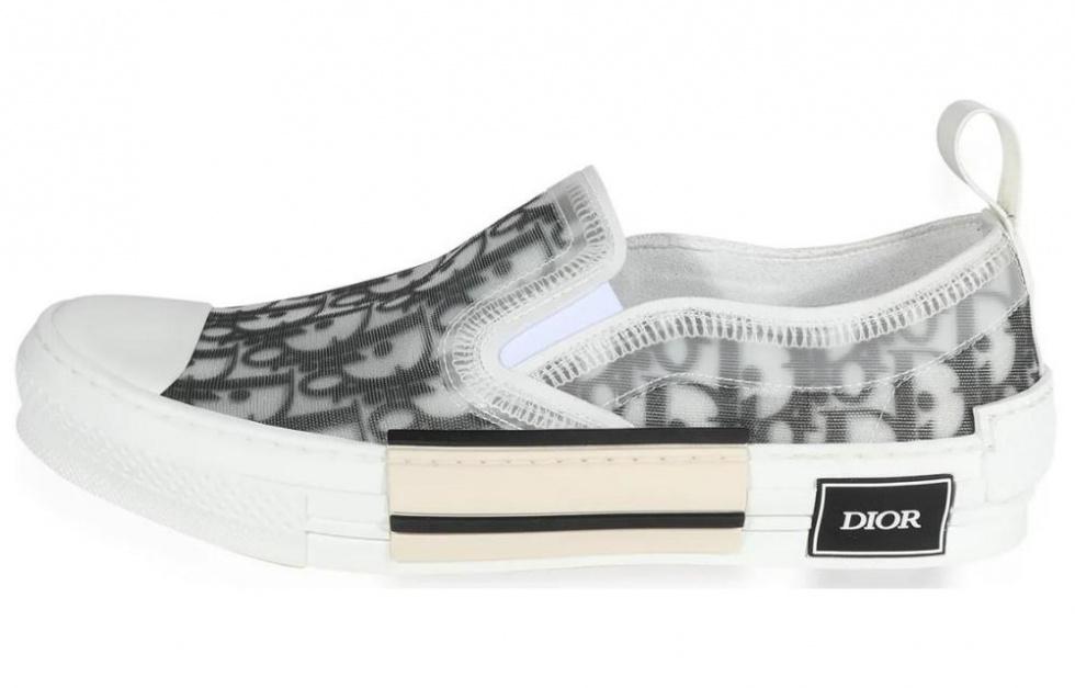 DIOR B23 Slip On Black White DIOR Oblique Canvas