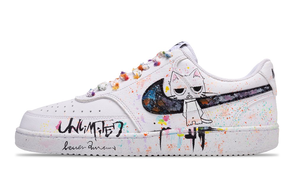 Nike Court Vision 1 Anti-Slip Wear-Resistant Low-Top Skateboard Shoes Women's White