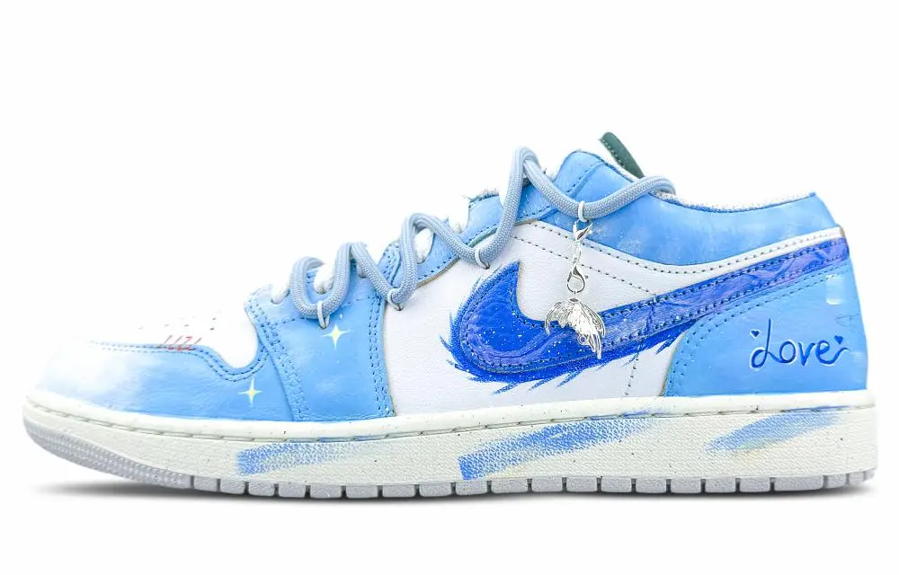 Jordan Air Jordan 1 Abrasion Resistant Low top Vintage Basketball Shoes Unisex Blue