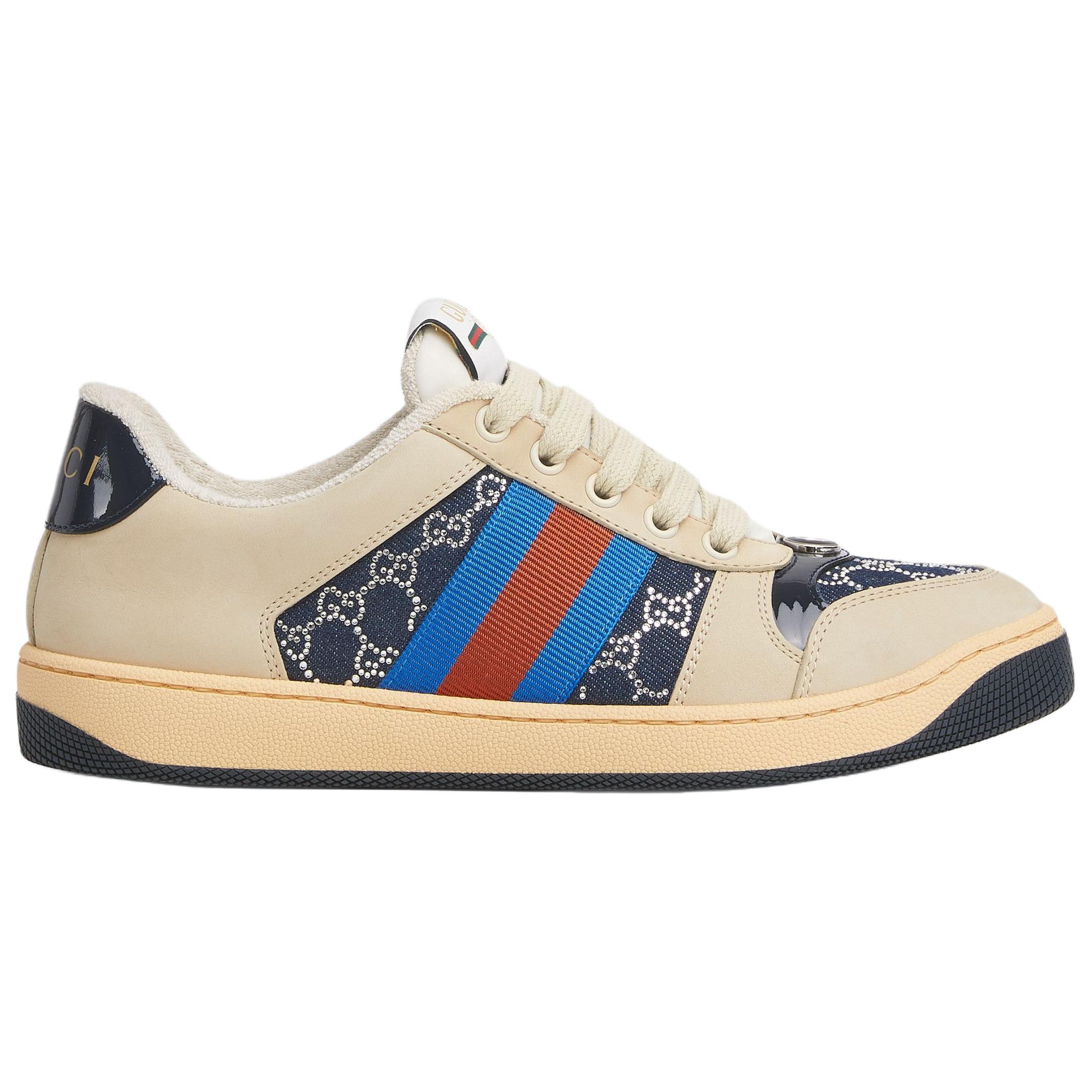GUCCI Screener Low Top Skateboard Shoes Women's Beige