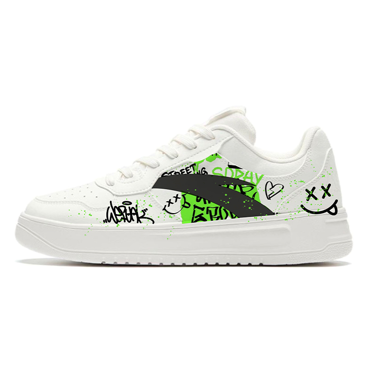 Anta Life Collection Slip-Resistant Cushioning Low-Top Skateboard Shoes Unisex White Black