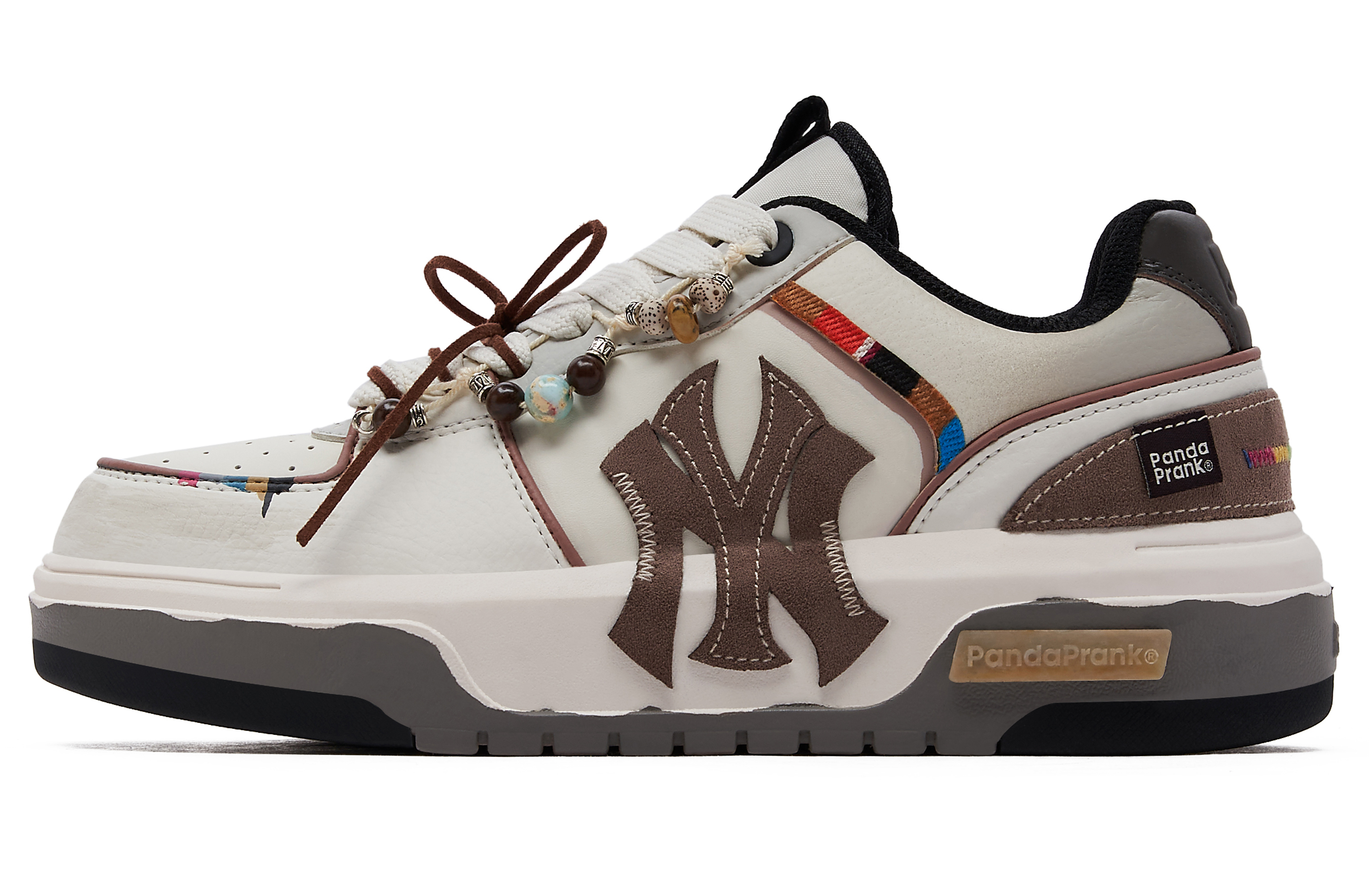 MLB New York Yankees Wear-Resistant Low-Top Skateboard Shoes Unisex Brown White Black