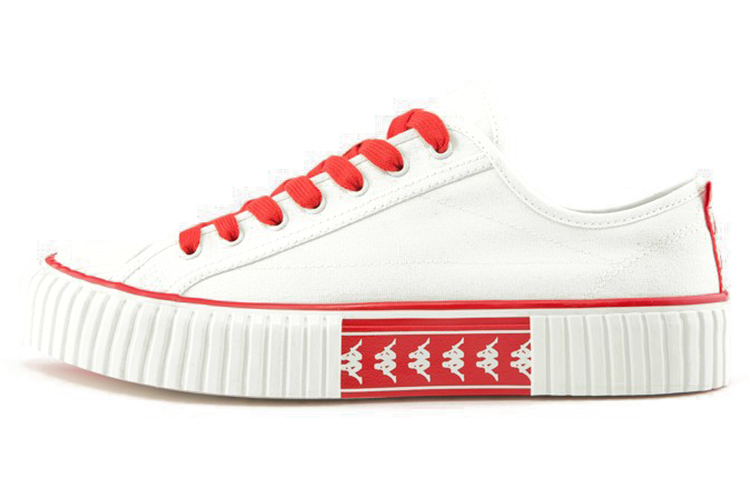 Kappa Anti Slip Wear Resistant Low Top Skateboard Shoes Unisex White Red