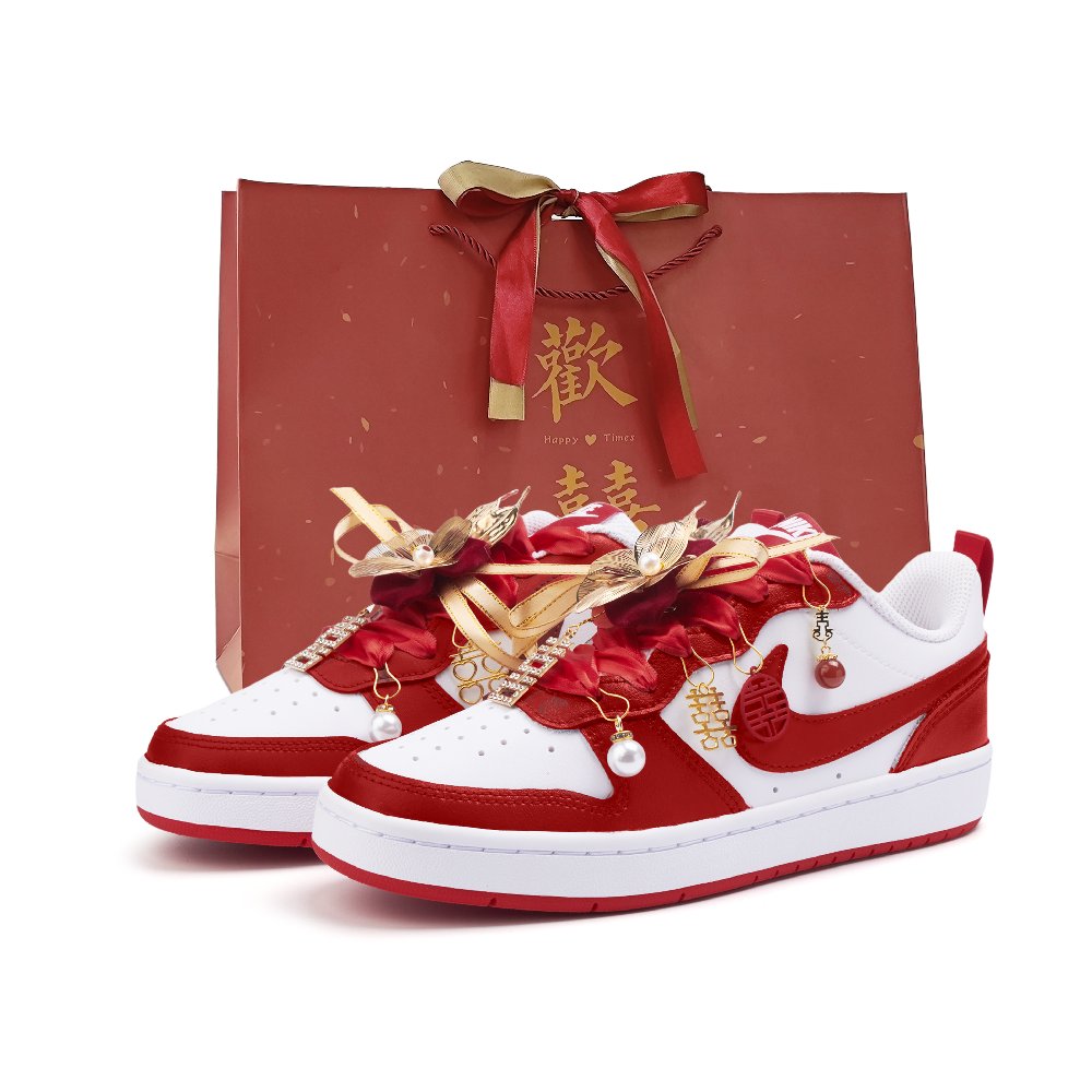 Nike Court Borough 2 Abrasion Resistant Low Top Skateboard Shoes Women's Red