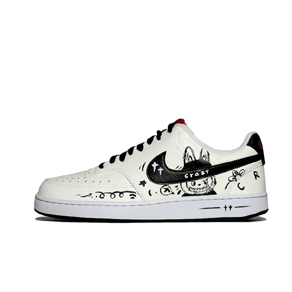 Nike Court Vision 1 Abrasion Resistant Low Top Skateboard Shoes Men's Black White