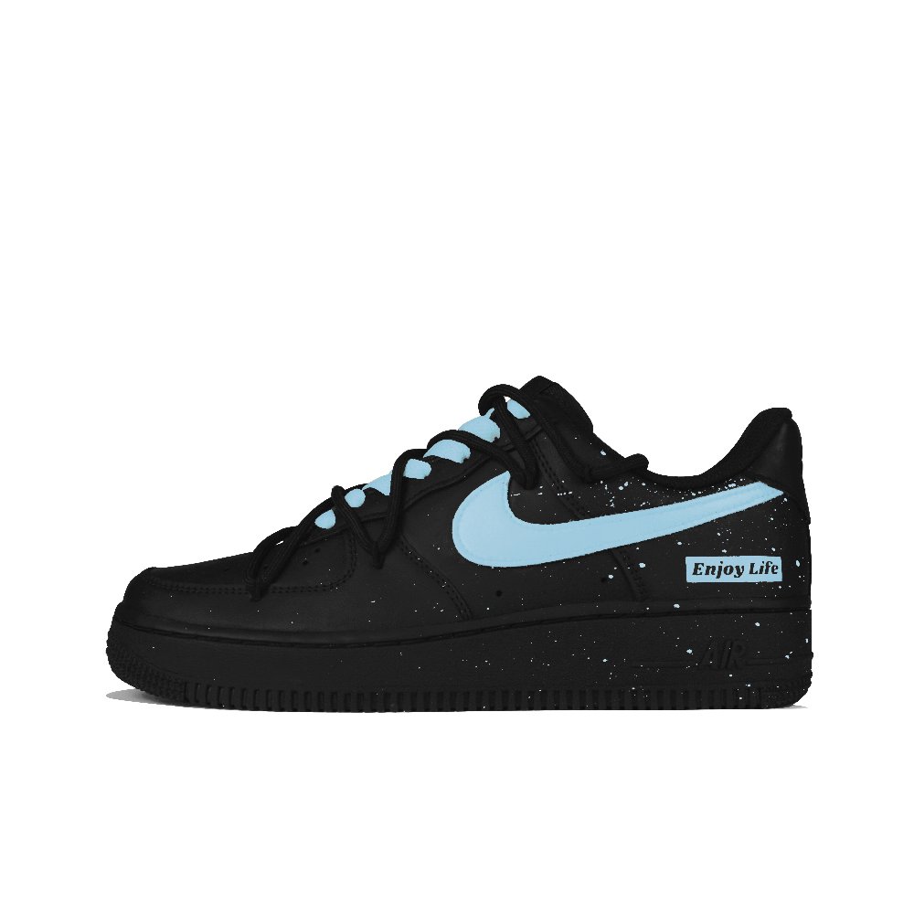 Nike Air Force 1 Low-Top Skateboard Shoes Women's Black Blue