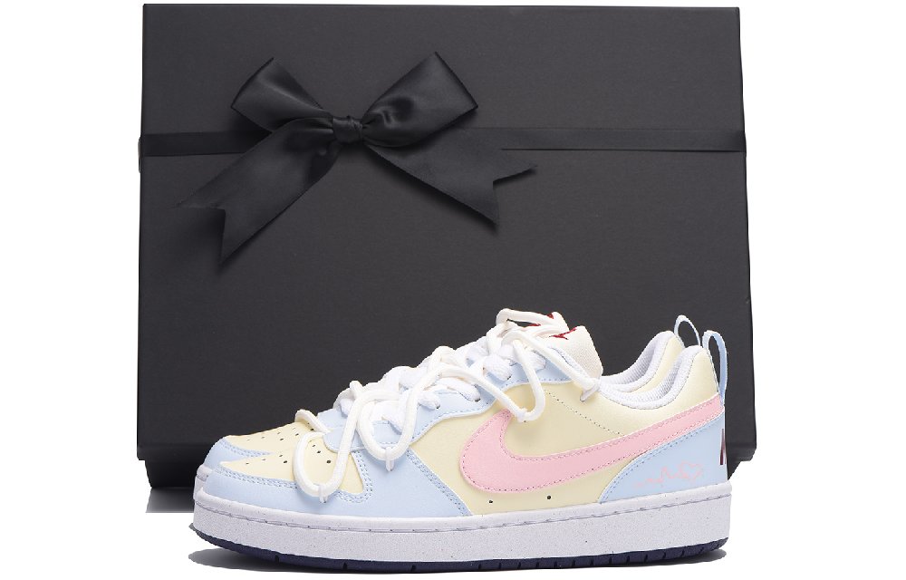 Nike Court Borough Dopamine Dressing Anti-Slip Wear-Resistant Low-Top Skateboard Shoes GS Pink Blue