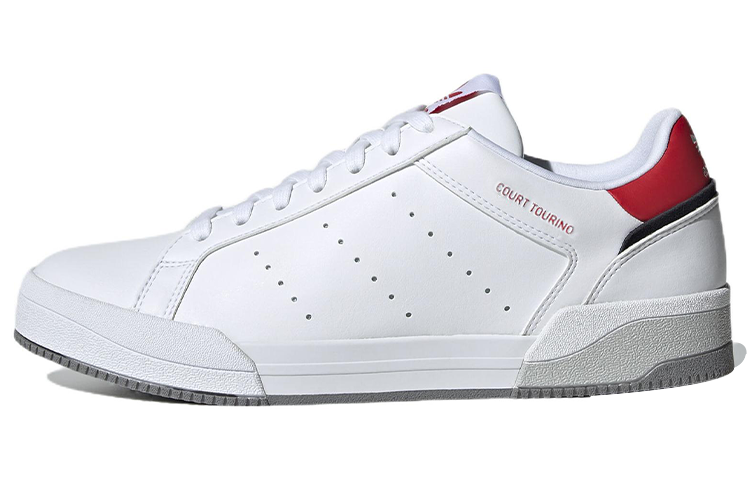 Adidas Originals Court Tourino Slip-Resistant Cushioning Wear-Resistant Low-Top Skateboard Shoes Unisex White Red