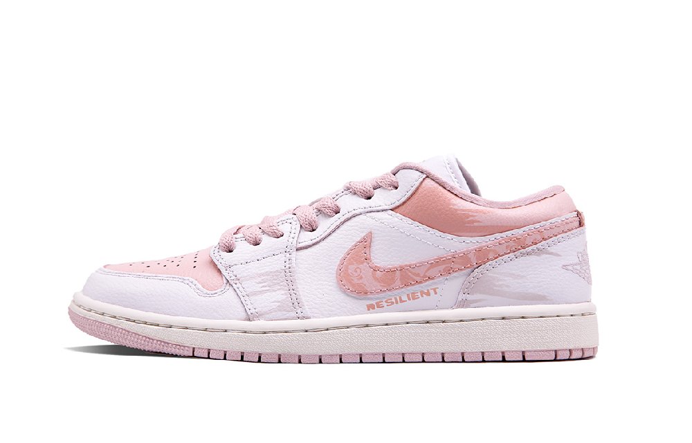 Jordan Air Jordan 1 Pink Cherry Blossom Milk Roll Abrasion Resistant Low Top Vintage Basketball Shoes Unisex Pink