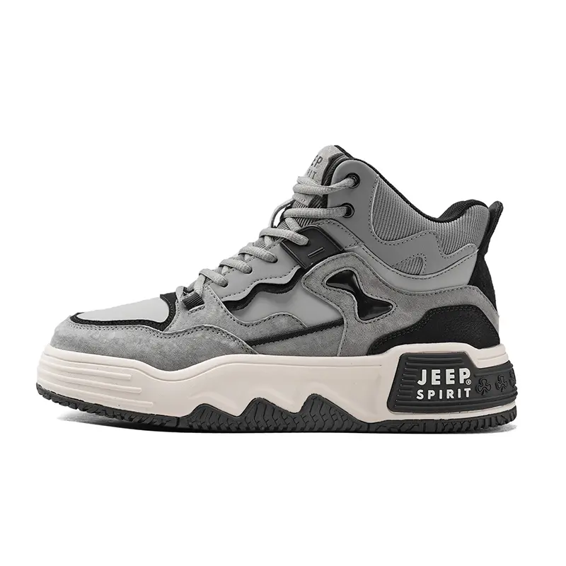 JEEP SPIRIT High Top Skateboard Shoes Unisex Climbing Gray