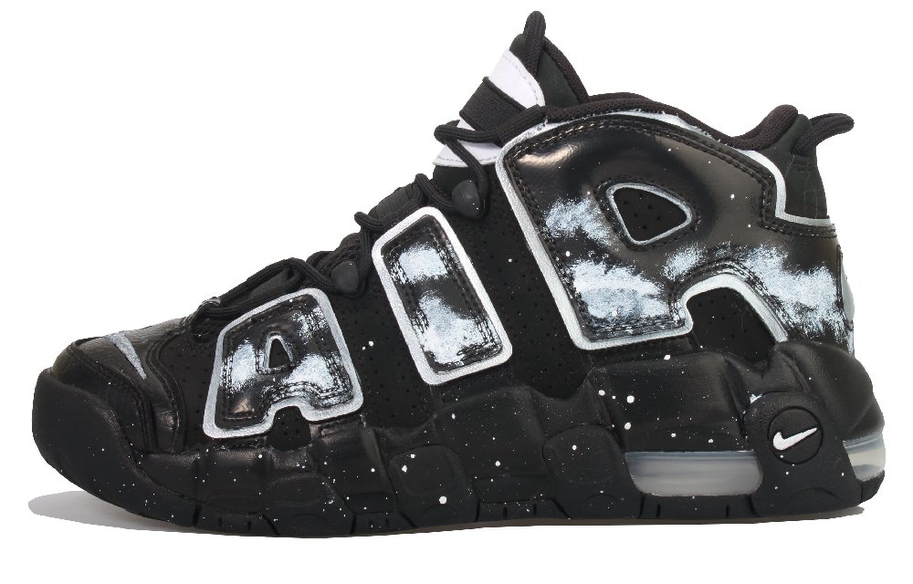 Nike Air More Uptempo Action Grape Mid-Top Vintage Basketball Shoes GS Black White