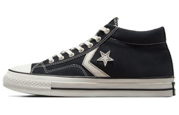 Converse Star Player 76 Abrasion Resistant Mid Top Canvas Shoes Unisex Black White