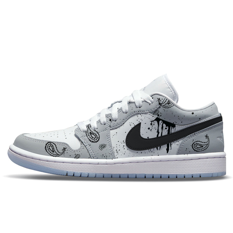 JORDAN Air JORDAN 1 Vintage Basketball Shoes Women's Low Top White/Gray
