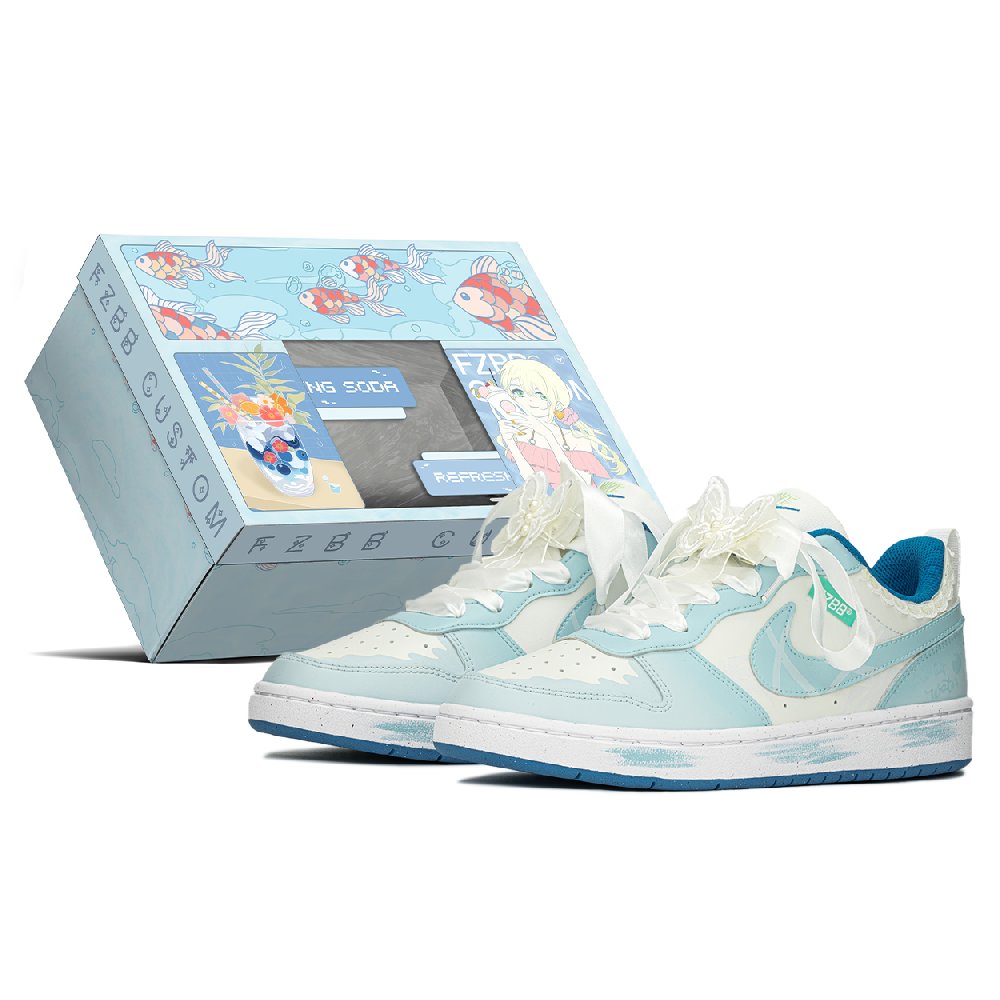 Nike Court Borough Impact Resistance, Quick Dry, Abrasion Resistant Low Top Skateboard Shoes GS Beige Blue