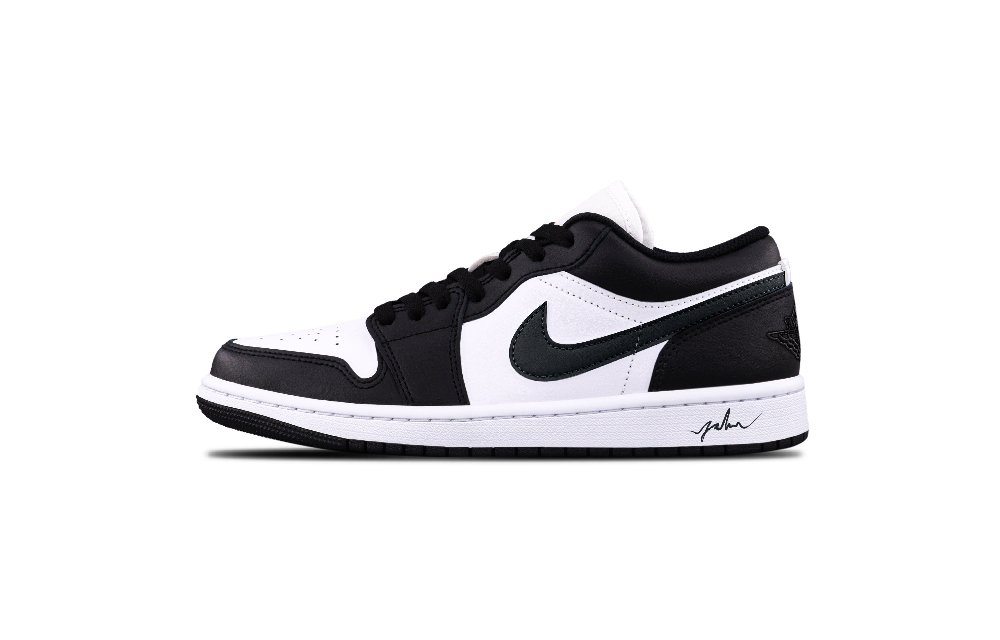 Jordan Air Jordan 1 Black Panda Cushioning, Wear Resistant Low Top Vintage Basketball Shoes Unisex Black, White