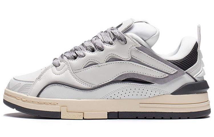LiNing Wave Golden Slip-Resistant Cushioning Wear-Resistant Lightweight Low-Top Skateboard Shoes Men's White Gray