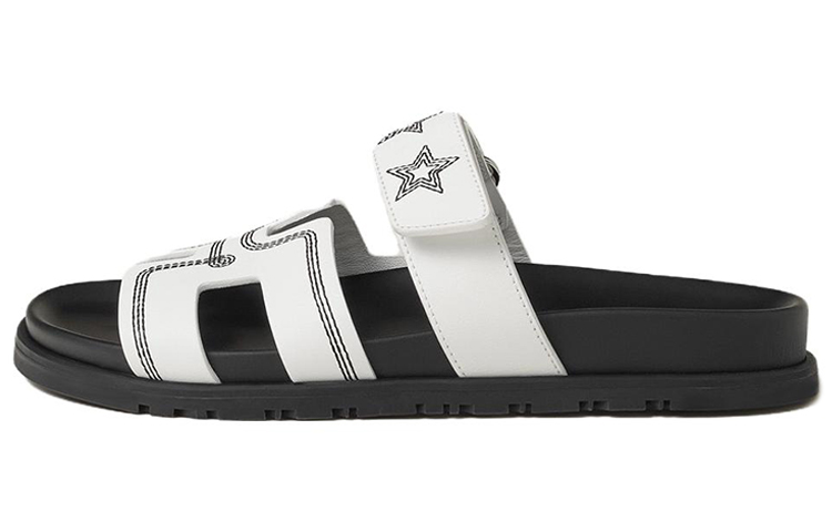 HERMES Chypre Rubber Sole Slide Slippers Women's White