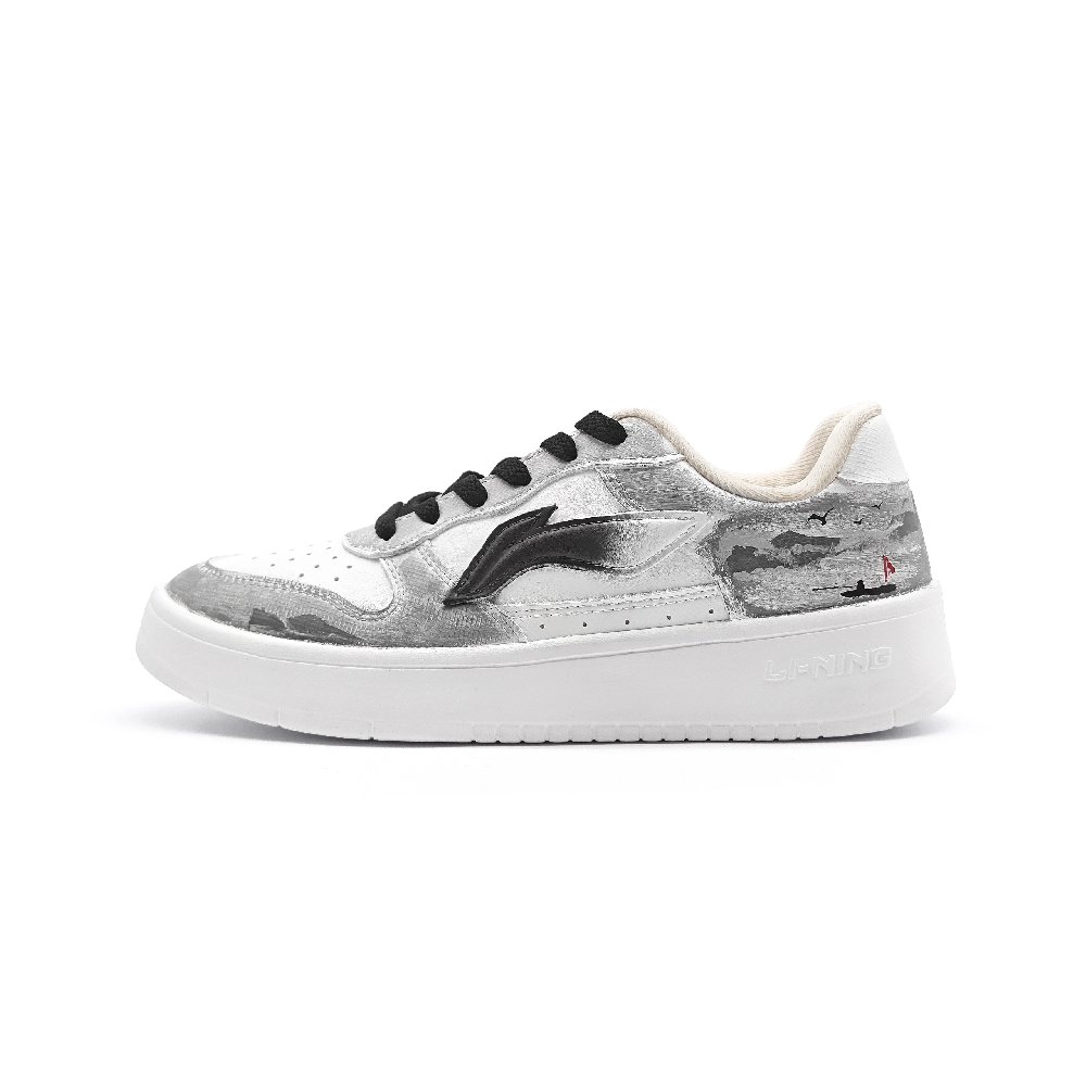 LiNing Pontoon Boats Slip Resistant Cushioning Height Increasing Low Top Skateboard Shoes Women's Gray