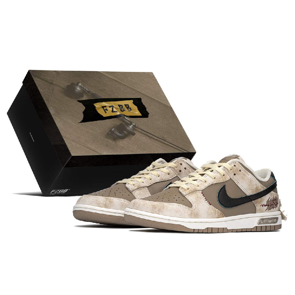 Nike Dunk Anti-Slip And Wear-Resistant Lightweight Height Increasing Low-Top Skateboard Shoes Unisex Beige Brown Black