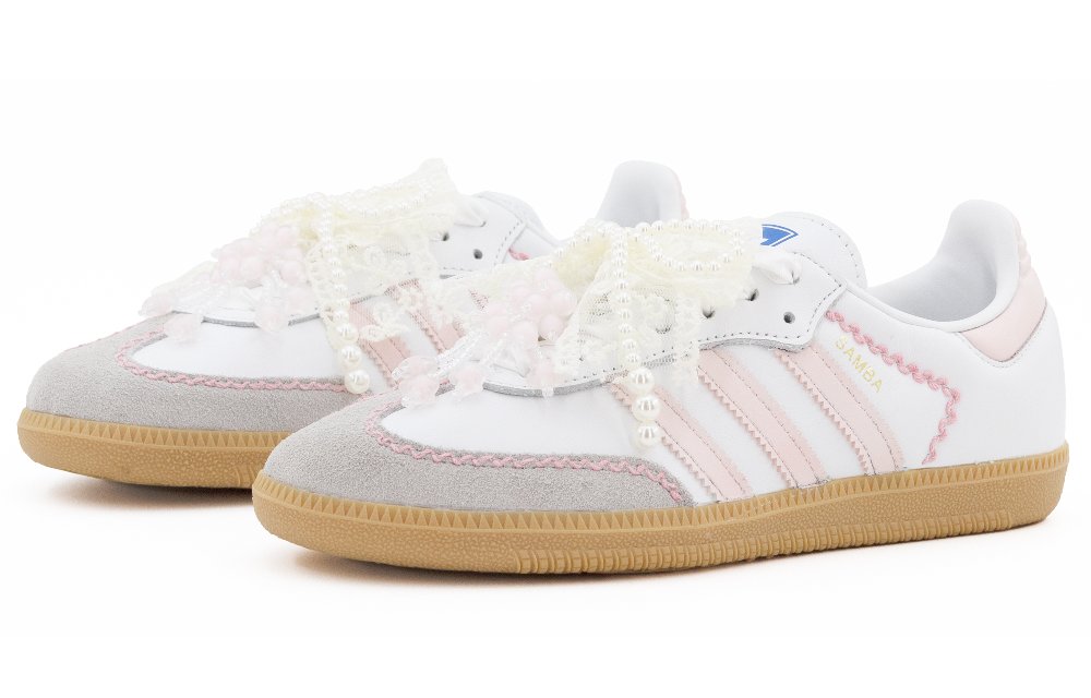 Adidas Originals SAMBA OG Slip Resistant Low Top Skateboard Shoes Unisex Pink White