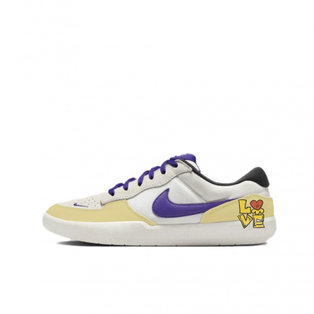 Nike SB Force 58 Abrasion Resistant Low top Skateboard Shoes Unisex White Purple