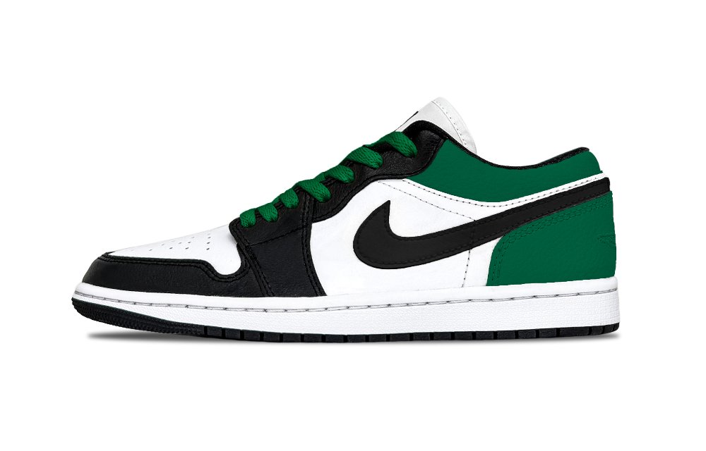 Jordan Air Jordan 1 Green Toe Abrasion Resistant Low Top Vintage Basketball Shoes Unisex Jasper