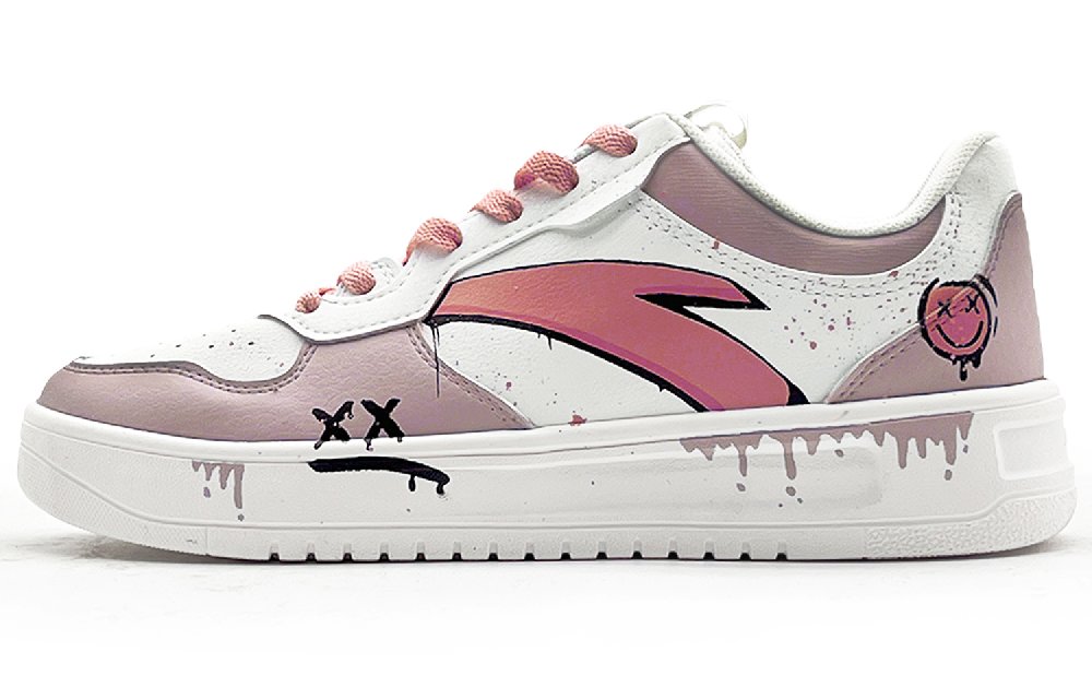 Anta Slip Resistant Cushioning Low Top Skateboard Shoes Men White Pink
