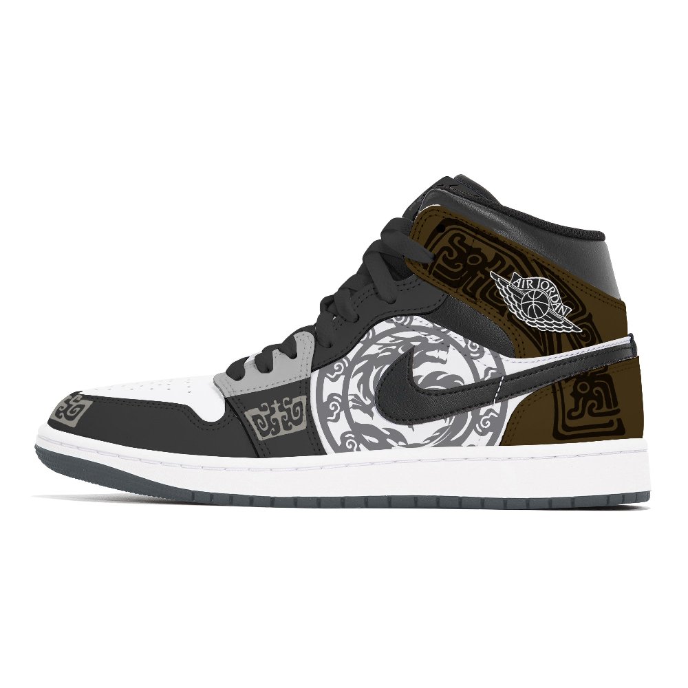 Jordan Air Jordan 1 Wear-Resistant Mid-Top Vintage Basketball Shoes Unisex Brown Black