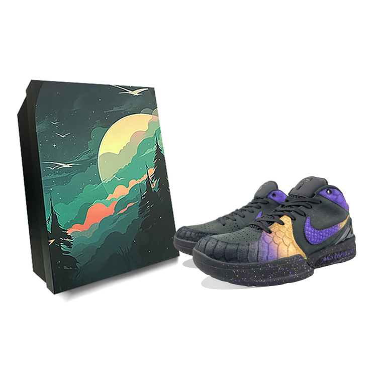 Nike Zoom Kobe 4 Protro'Black Mamba' Cushioning Wear-Resistant Low-Top Basketball Shoes Unisex Black Purple Gold