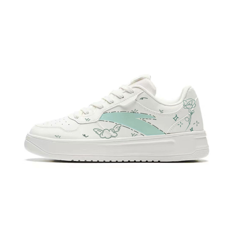 Anta Anti-Slip Wear-Resistant Low-Top Skateboard Shoes Unisex White Cyan