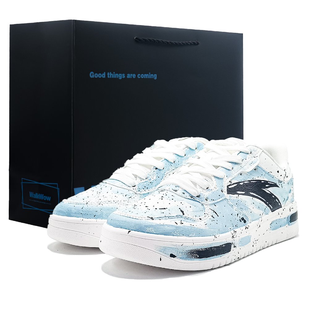 Anta Relaxed Slip Resistant Shock Absorbers Low Top Skateboard Shoes Men's White Blue