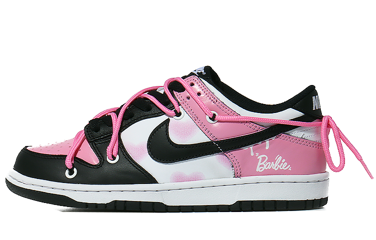 Nike Dunk Low Low-Top Skateboard Shoes GS Black Pink