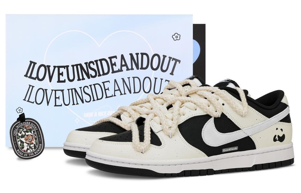 Nike Dunk Panda Blueberry Anti-Slip And Wear-Resistant Lightweight Low-Top Skateboard Shoes GS Black White Blue