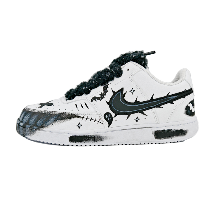Nike Court Vision 1 I Want To Eat You Anti-Slip Wear-Resistant Low-Top Skateboard Shoes Men's Black White