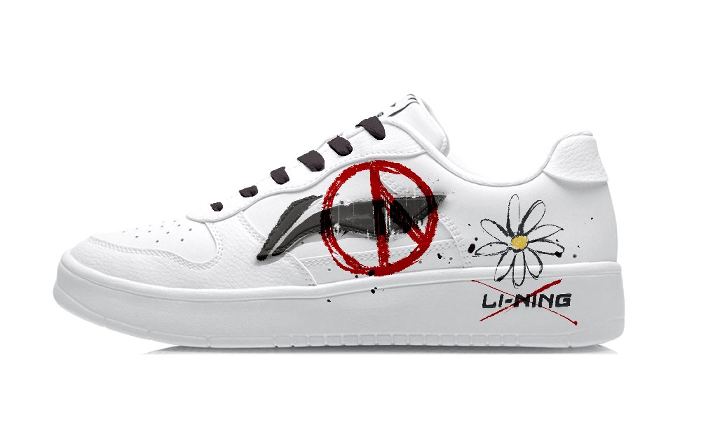 LiNing Pontoon Boats Slip Resistant, Abrasion Resistant, Breathable Low Top Skateboard Shoes Unisex Black White