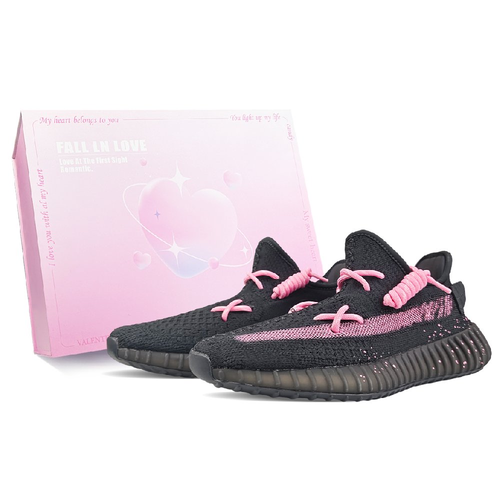 Adidas Originals Yeezy Boost 350 V2 Abrasion Resistant Low Top Casual Shoes Unisex Black Pink