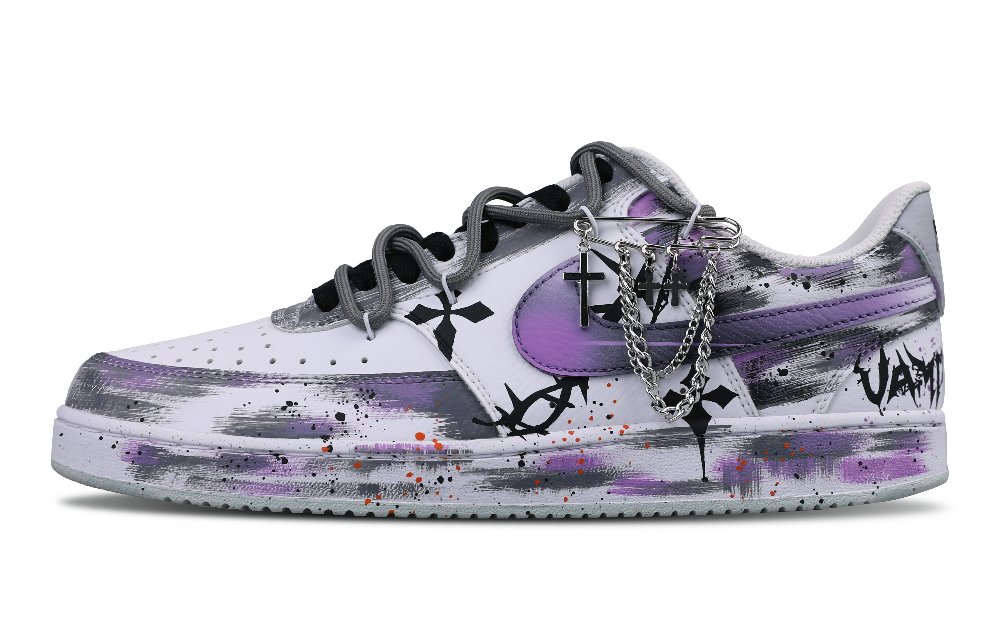 Nike Court Vision 1 Low-Top Skateboard Shoes Men's Black Purple