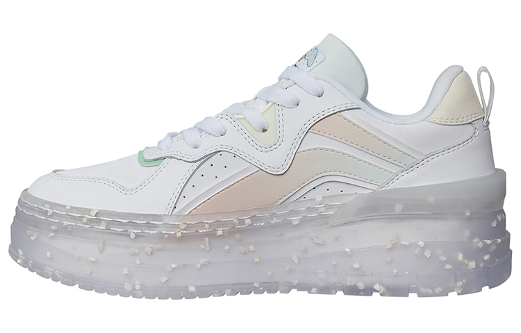 LiNing Wave Platform Anti-Slip Wear-Resistant Low-Top Skateboard Shoes Women's White Pink Green