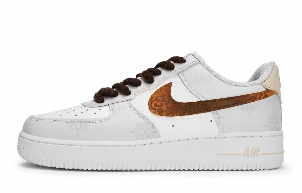 Nike Air Force 1 Skateboard Shoes Unisex Low top Gray/White/Orange/Brown